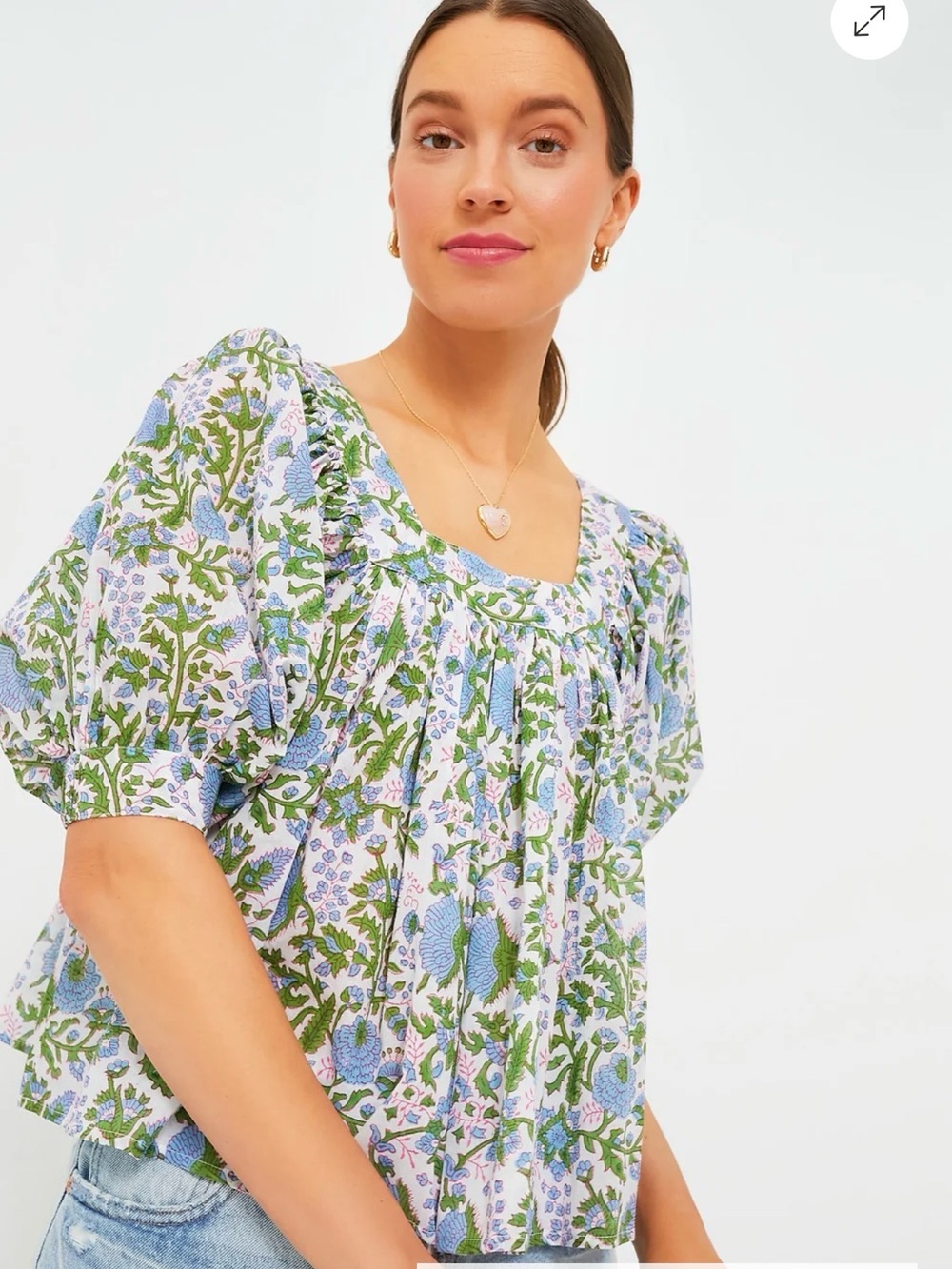 Sz BLockprints Blue and Green Top Shirt Sz S